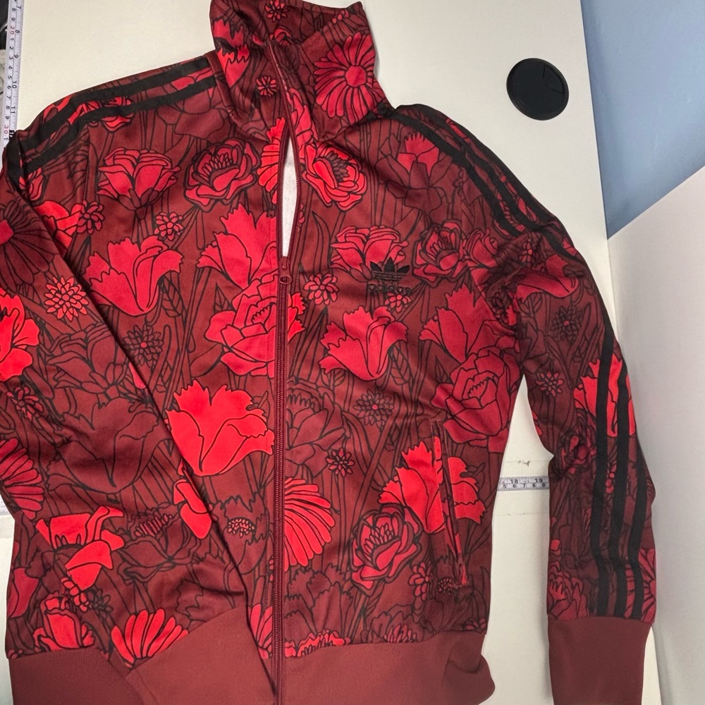 Adi Rare Firebird Tracktop Flower Red size Medium - Picture 2 of 12